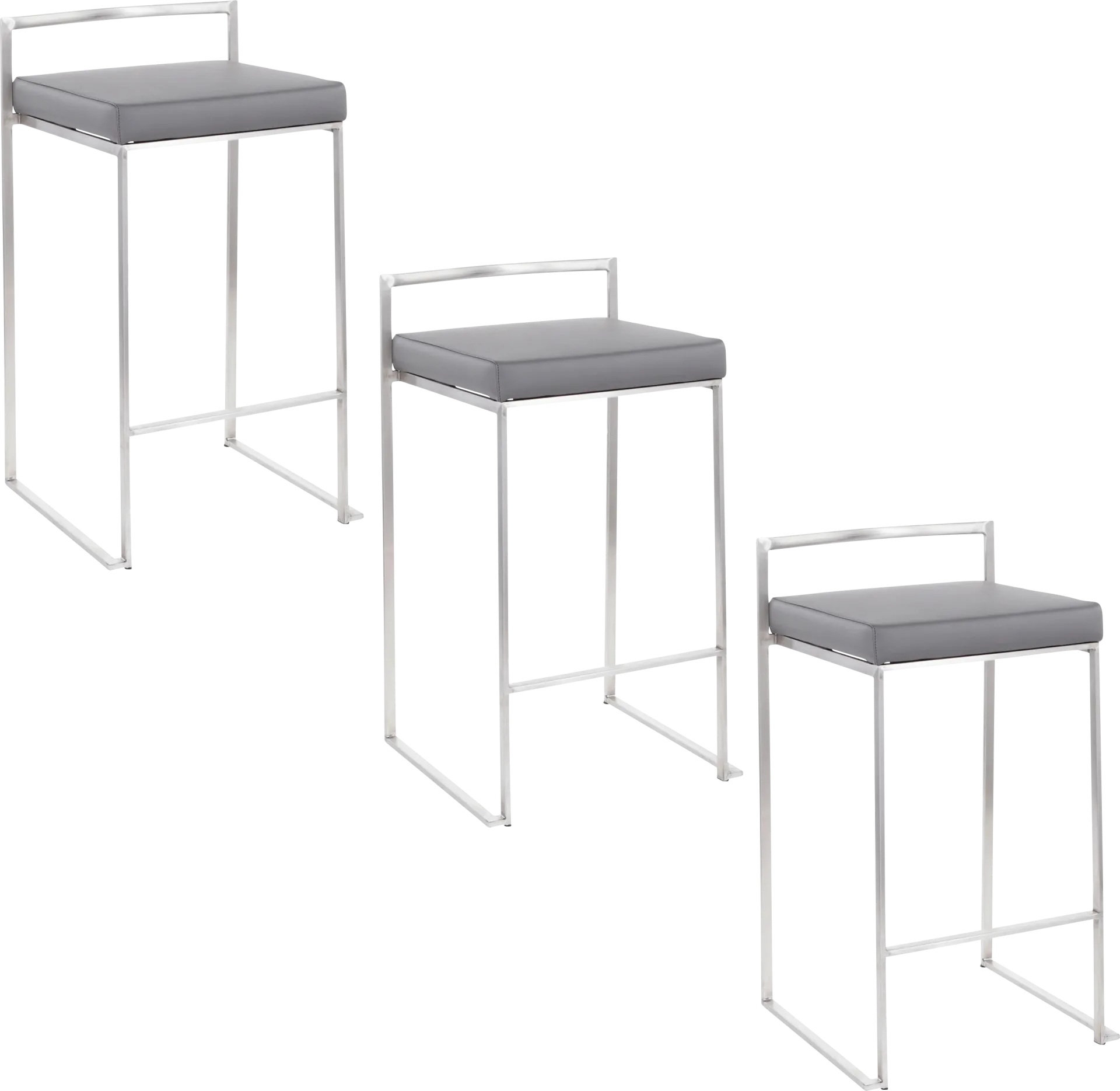 Birdlake IV Gray Counter Height Stool, Set of 3 - Image 1