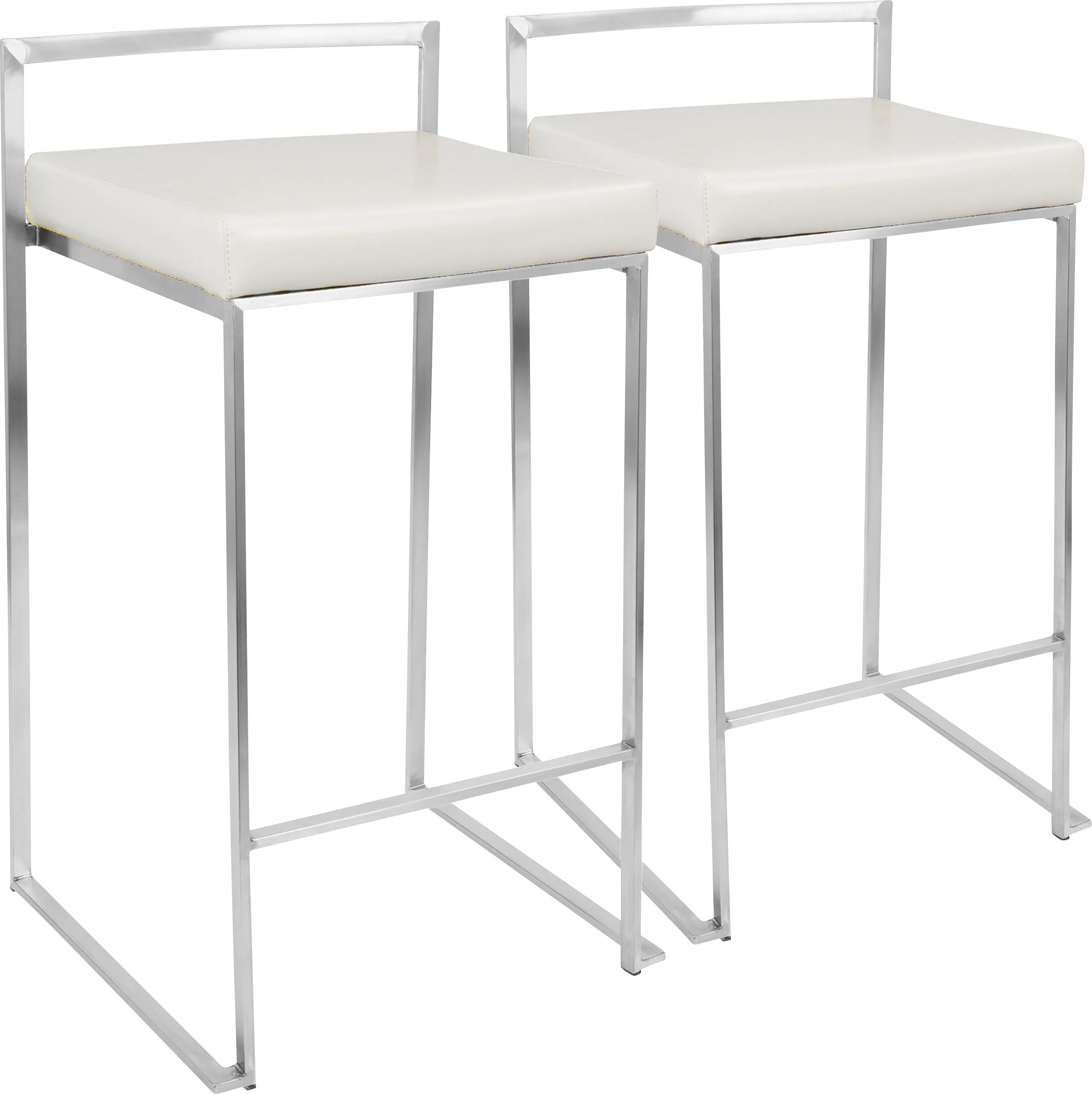 Birdlake IV White Counter Height Stool, Set of 2 - Thumbnail - Image 1
