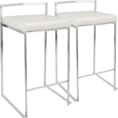 Birdlake IV White Counter Height Stool, Set of 2