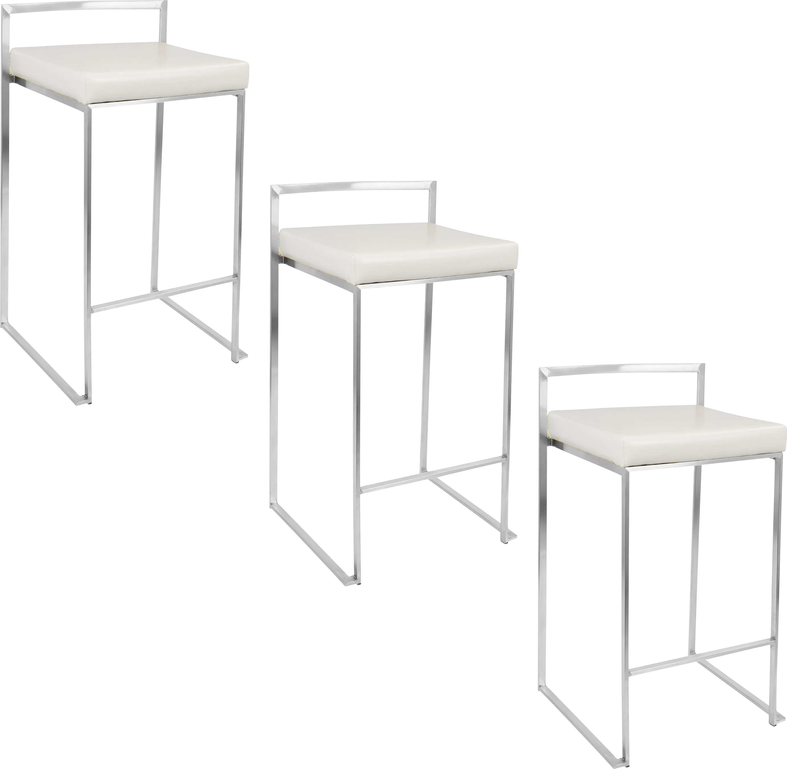 Birdlake IV White Counter Height Stool, Set of 3 - Thumbnail - Image 1