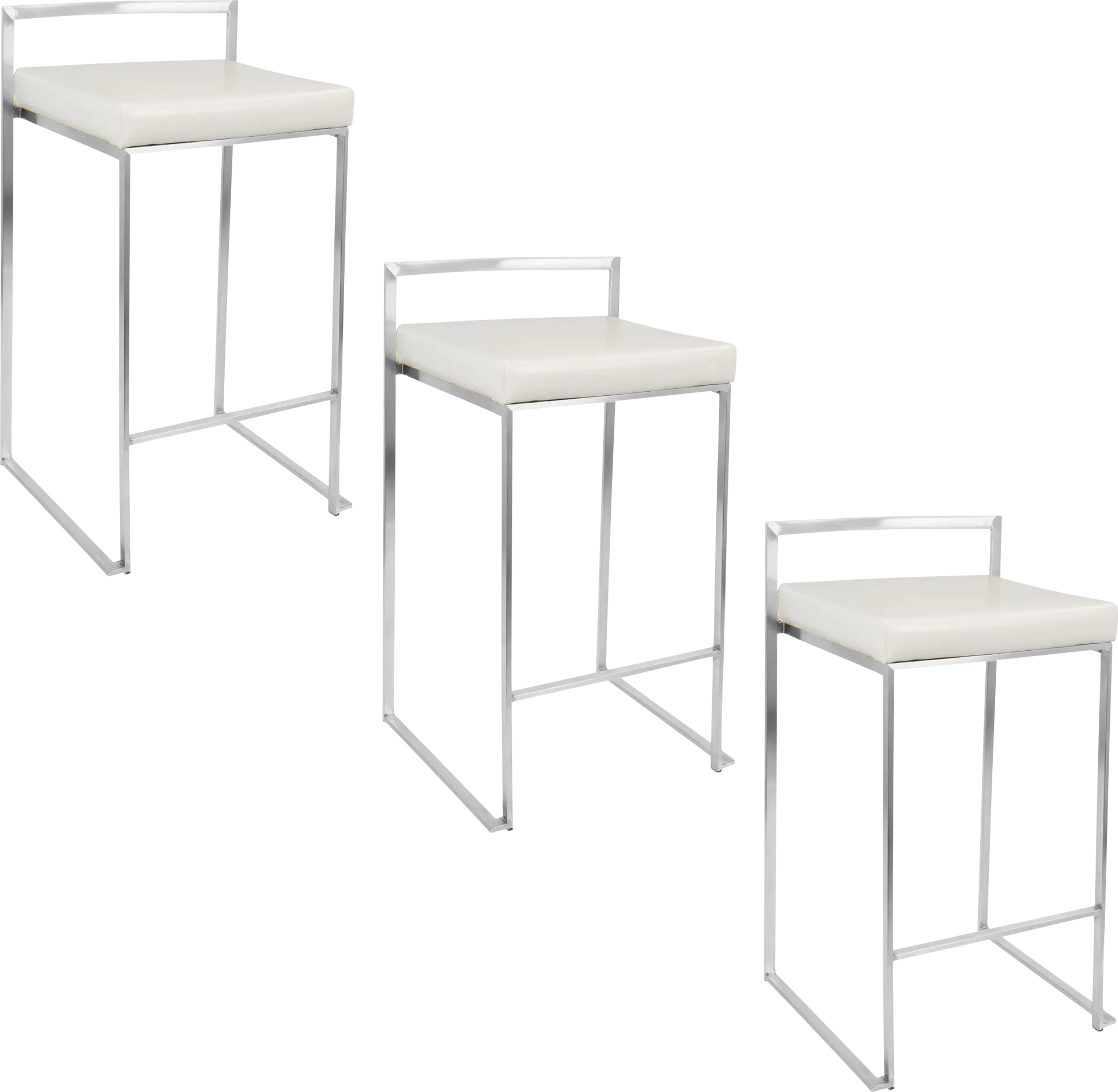 Birdlake IV White Counter Height Stool, Set of 3 - Image 1
