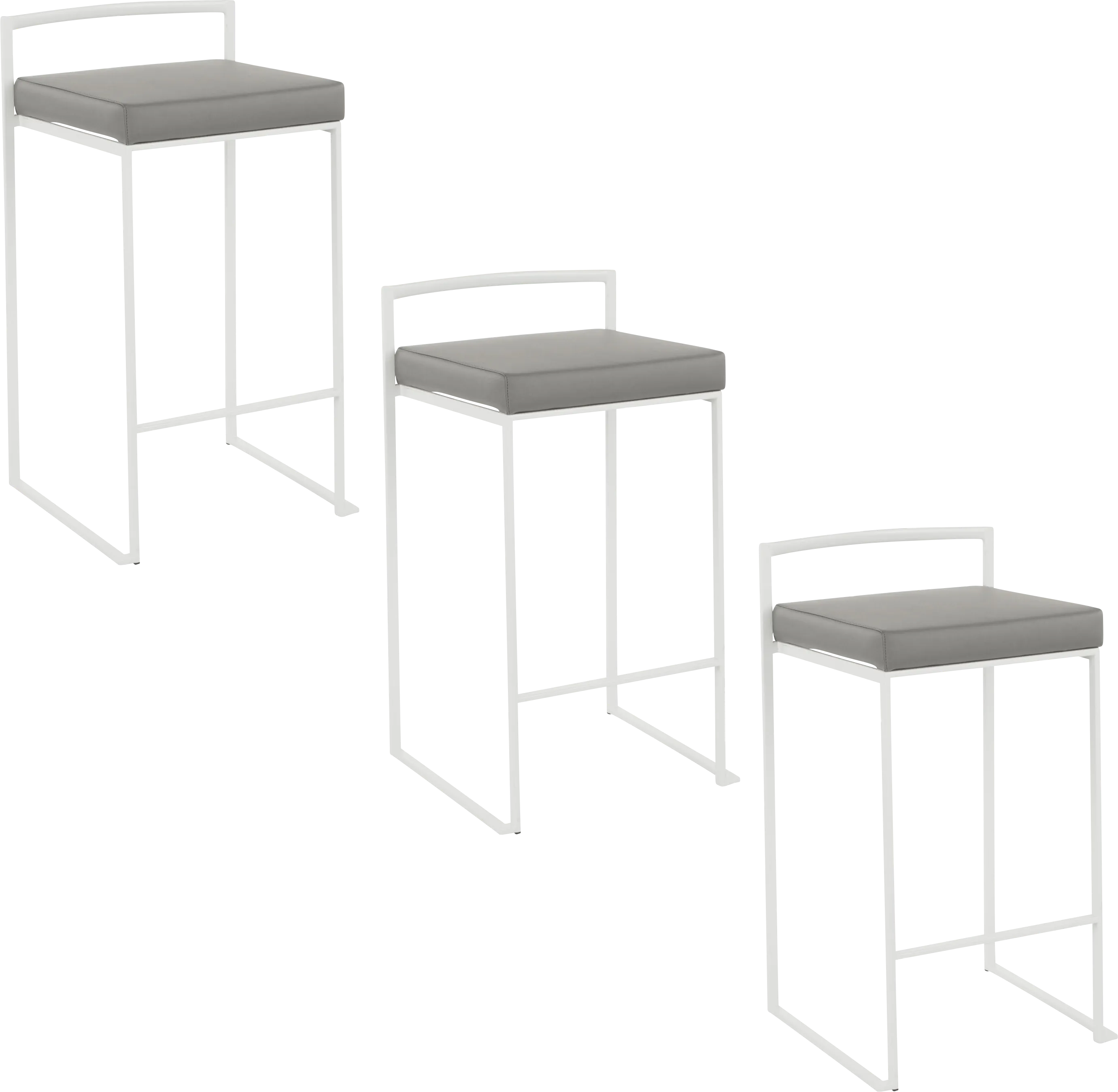 Birdlake V Gray Counter Height Stool, Set of 3 - Thumbnail - Image 1