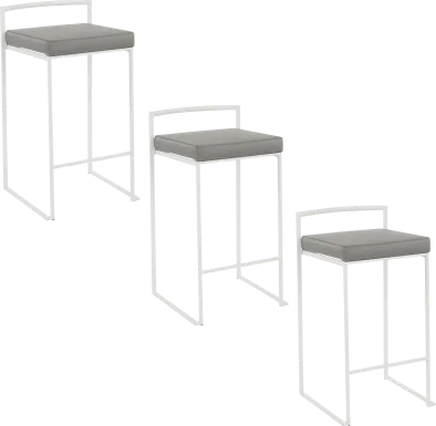 Birdlake V Gray Counter Height Stool, Set of 3