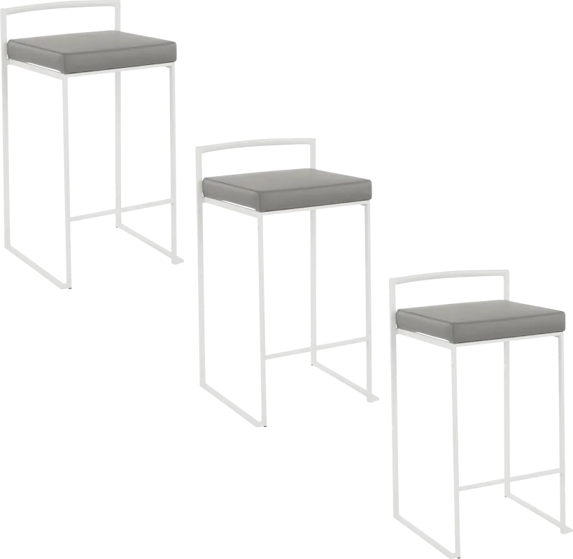 Birdlake V Gray Counter Height Stool, Set of 3