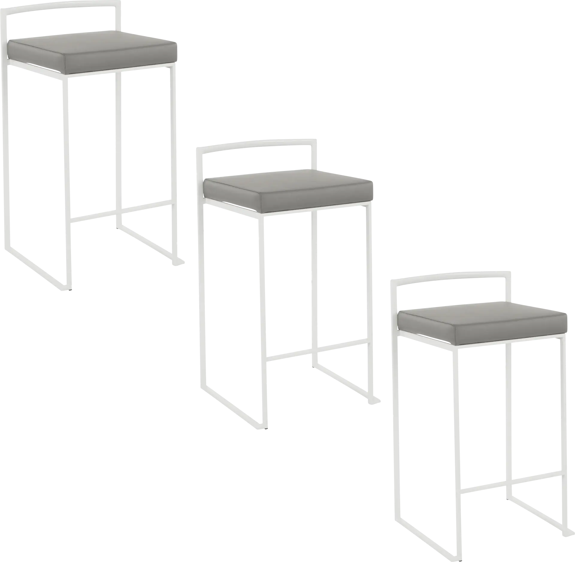 Birdlake V Gray Counter Height Stool, Set of 3