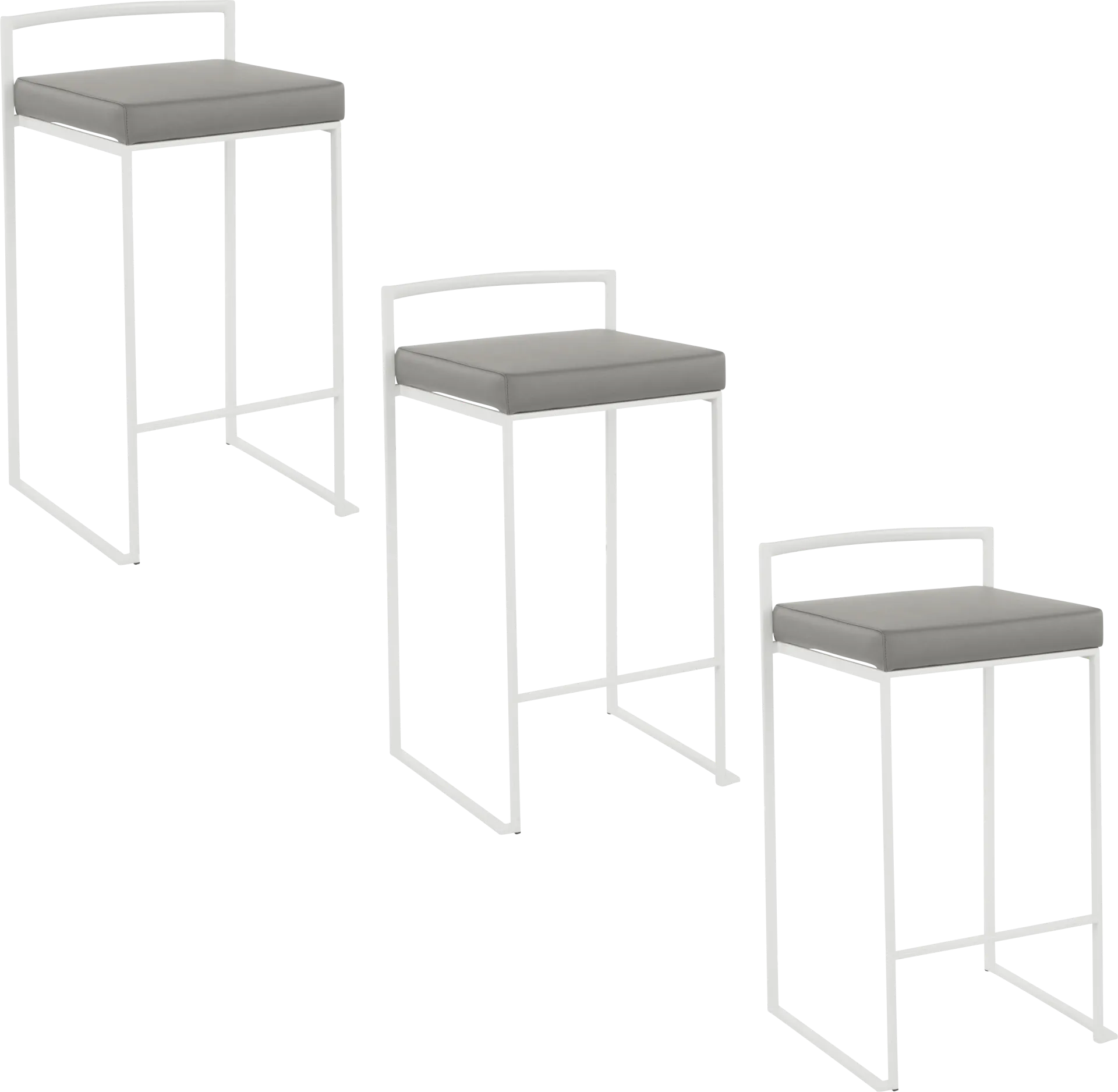 Birdlake V Gray Counter Height Stool, Set of 3 - Image 1