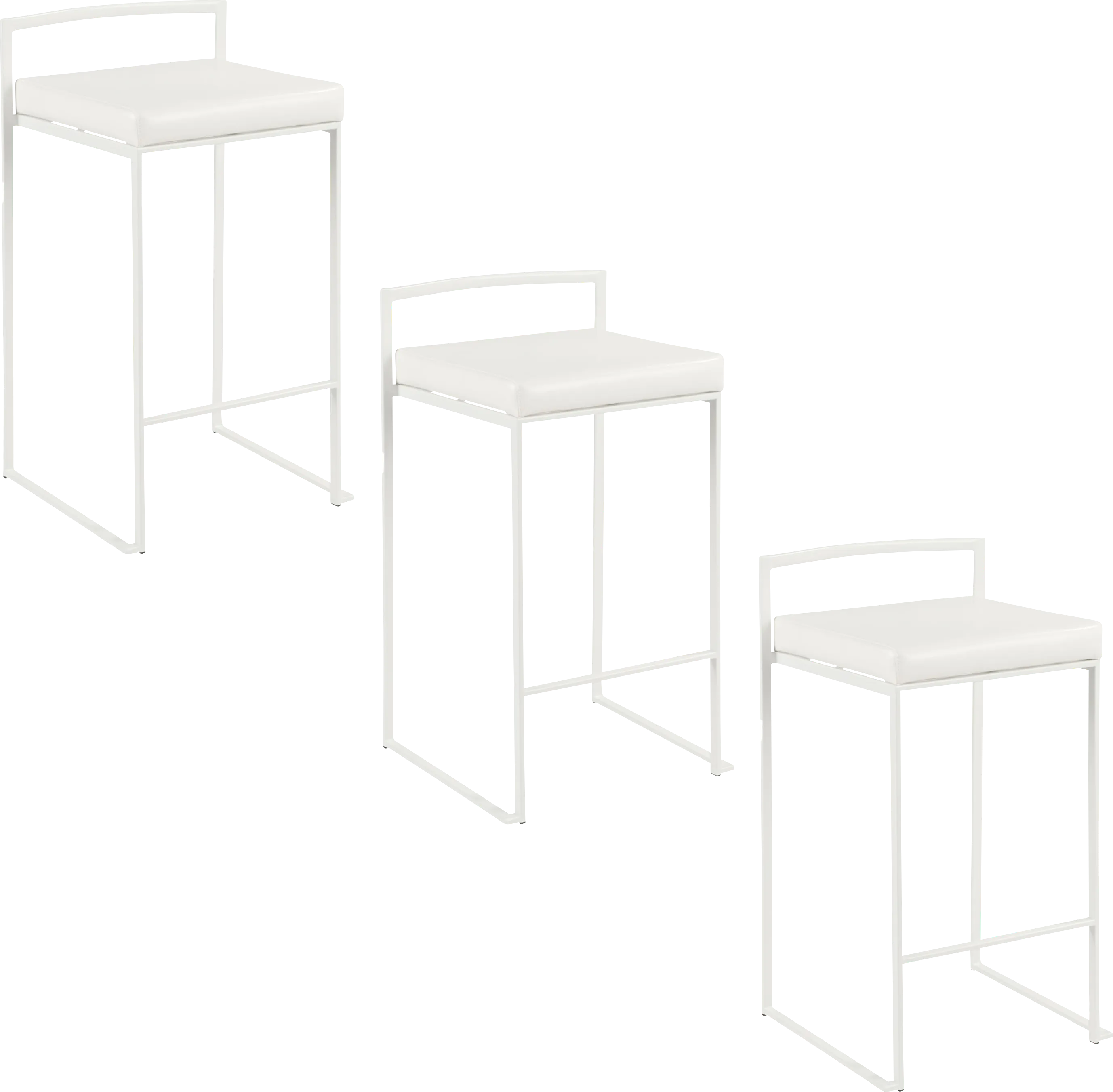 Birdlake V White Counter Height Stool, Set of 3 - Thumbnail - Image 1