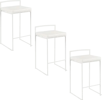 Birdlake V White Counter Height Stool, Set of 3