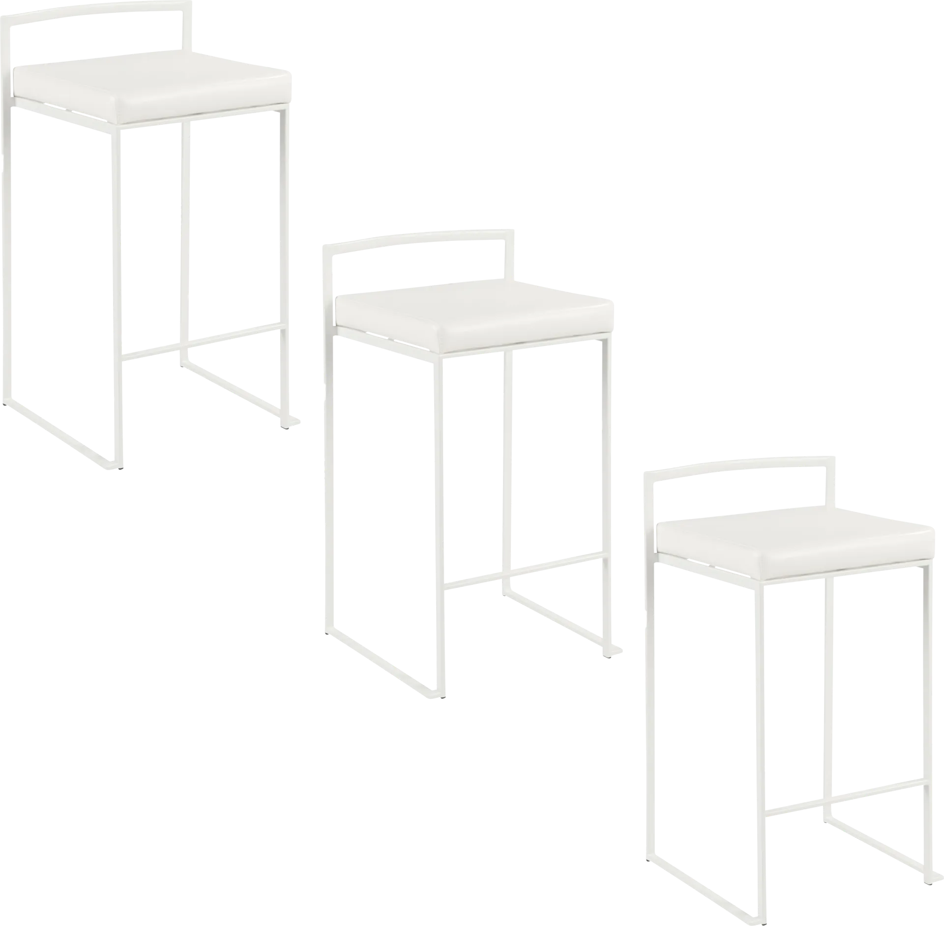 Birdlake V White Counter Height Stool, Set of 3 - Image 1