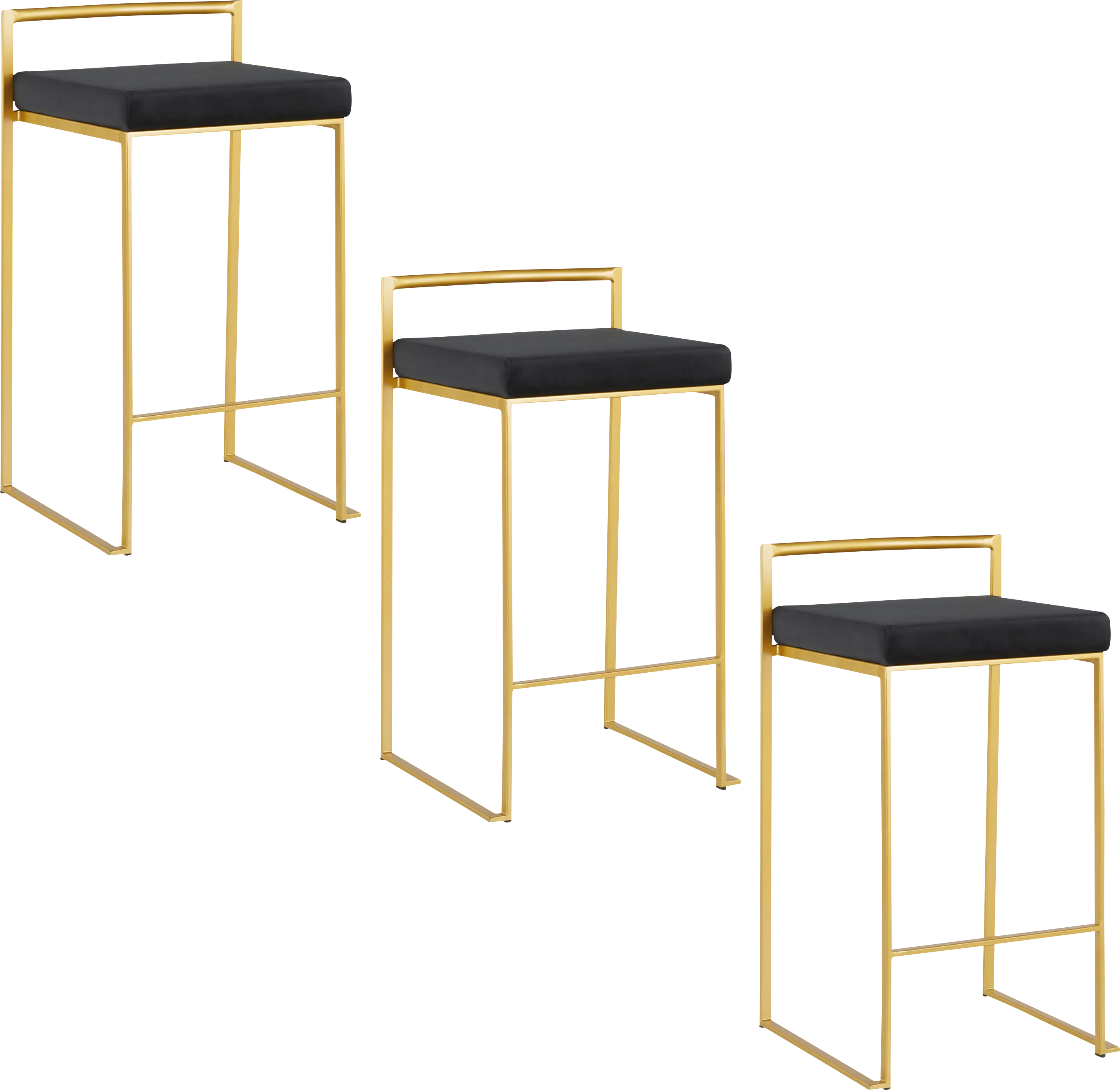 Sora VII Black Counter Height Stool, Set of 3 - Thumbnail - Image 1