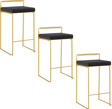 Sora VII Black Counter Height Stool, Set of 3