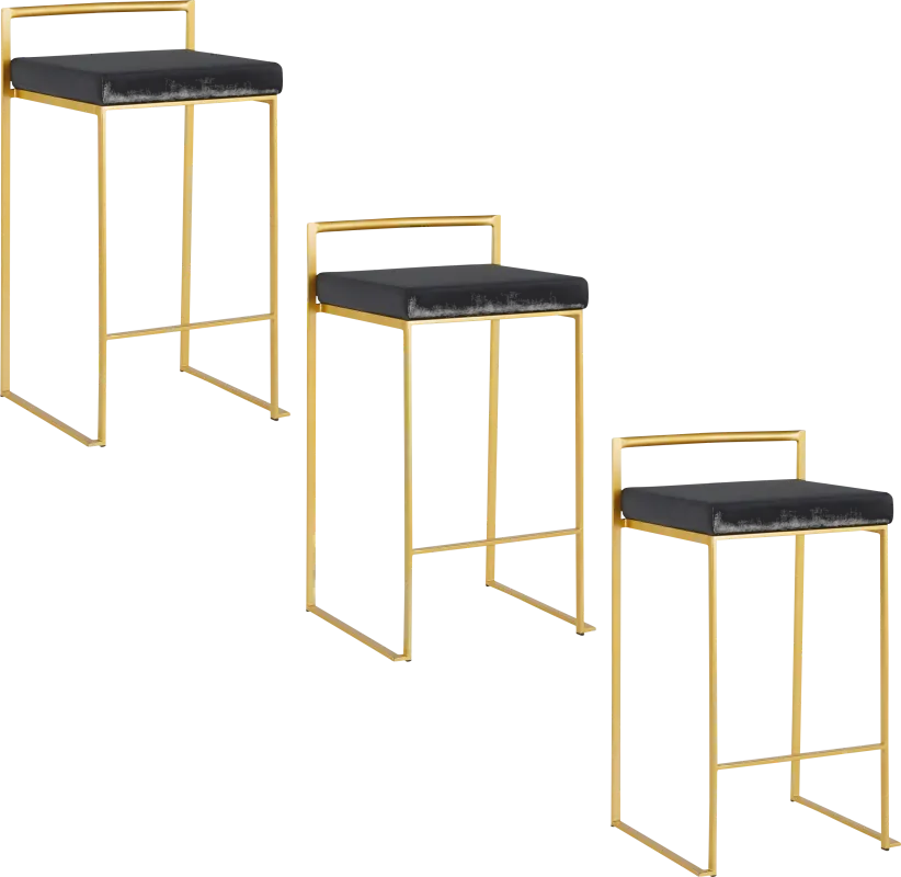 Sora VII Black Counter Height Stool, Set of 3