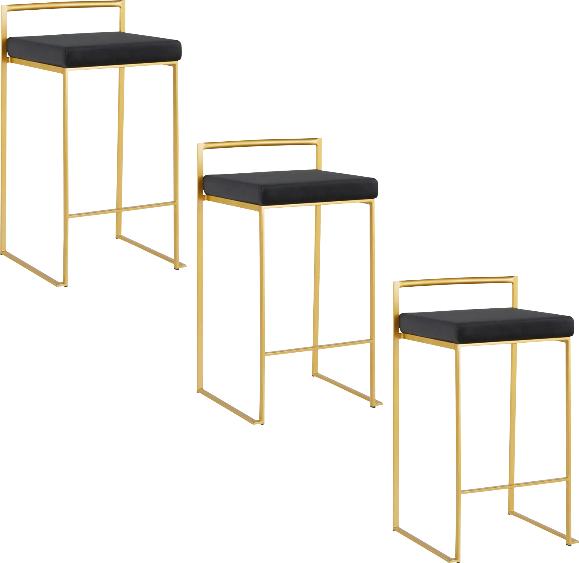 Sora VII Black Counter Height Stool, Set of 3 - Image 1