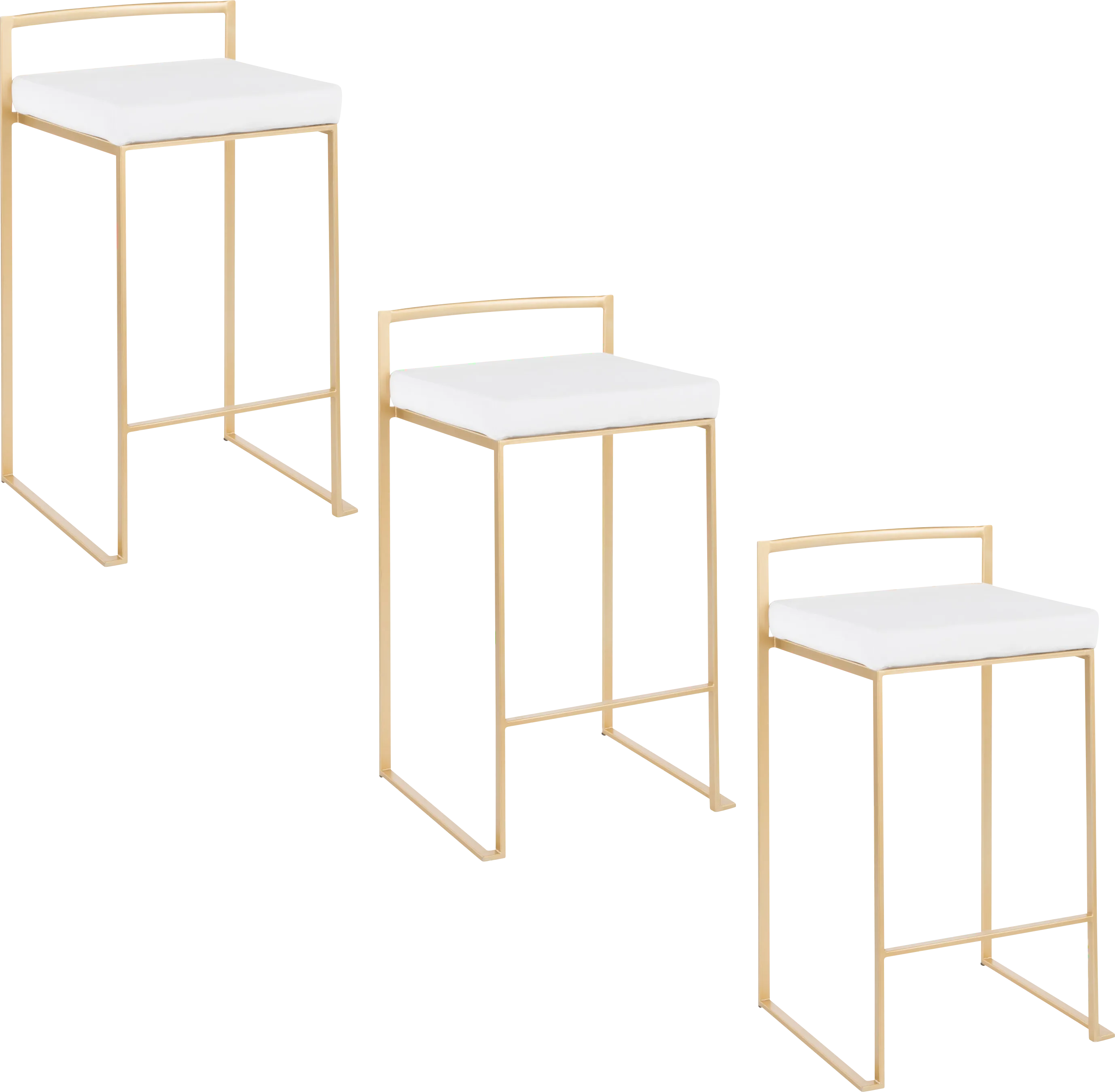 Birdlake VIII White Counter Height Stool, Set of 3 - Thumbnail - Image 1