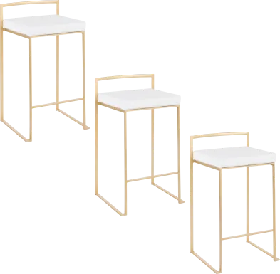 Birdlake VIII White Counter Height Stool, Set of 3