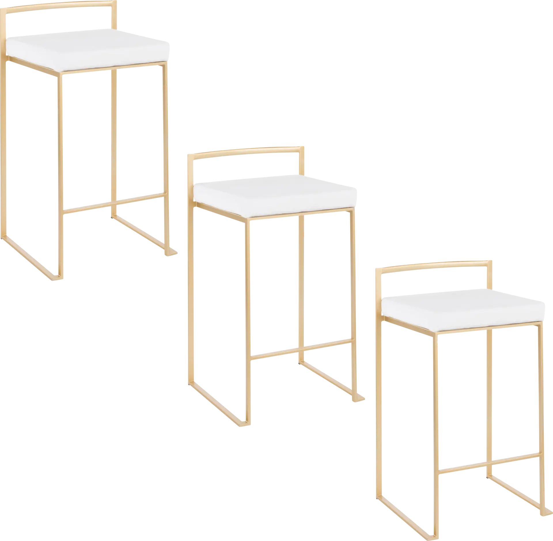 Birdlake VIII White Counter Height Stool, Set of 3