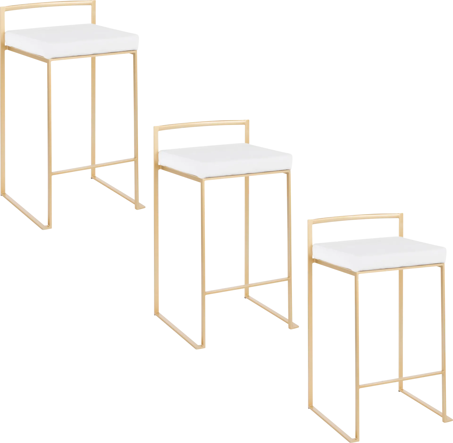 Birdlake VIII White Counter Height Stool, Set of 3 - Image 1