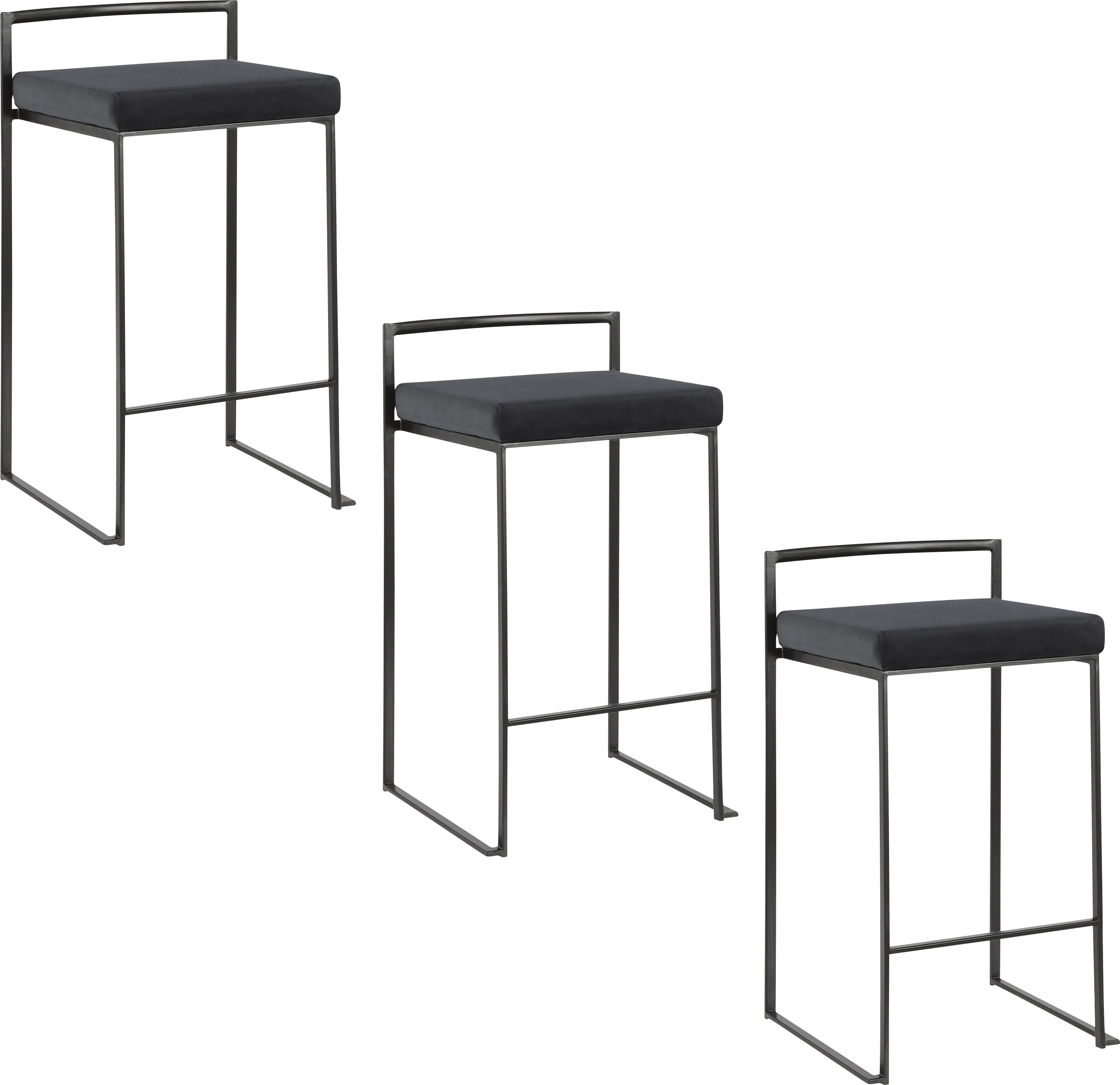 Sora IV Black Black Counter Height Stool, Set of 3 - Thumbnail - Image 1