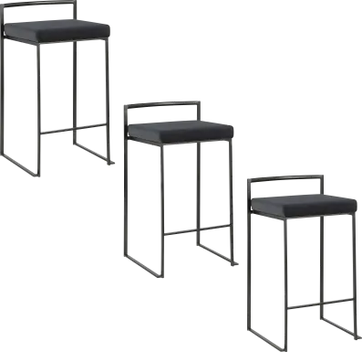 Sora IV Black Black Counter Height Stool, Set of 3