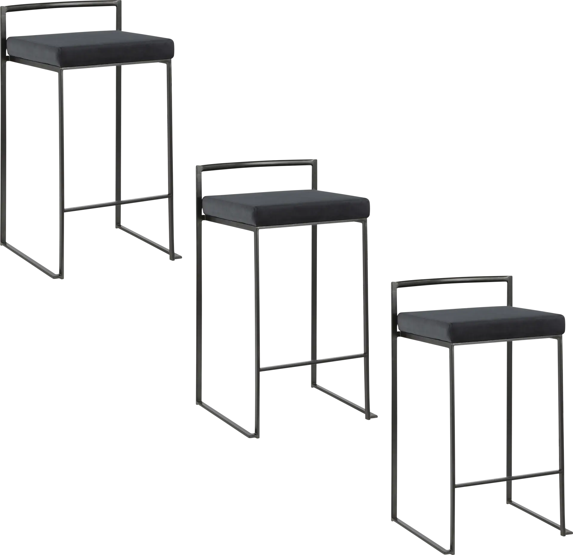 Sora IV Black Black Counter Height Stool, Set of 3