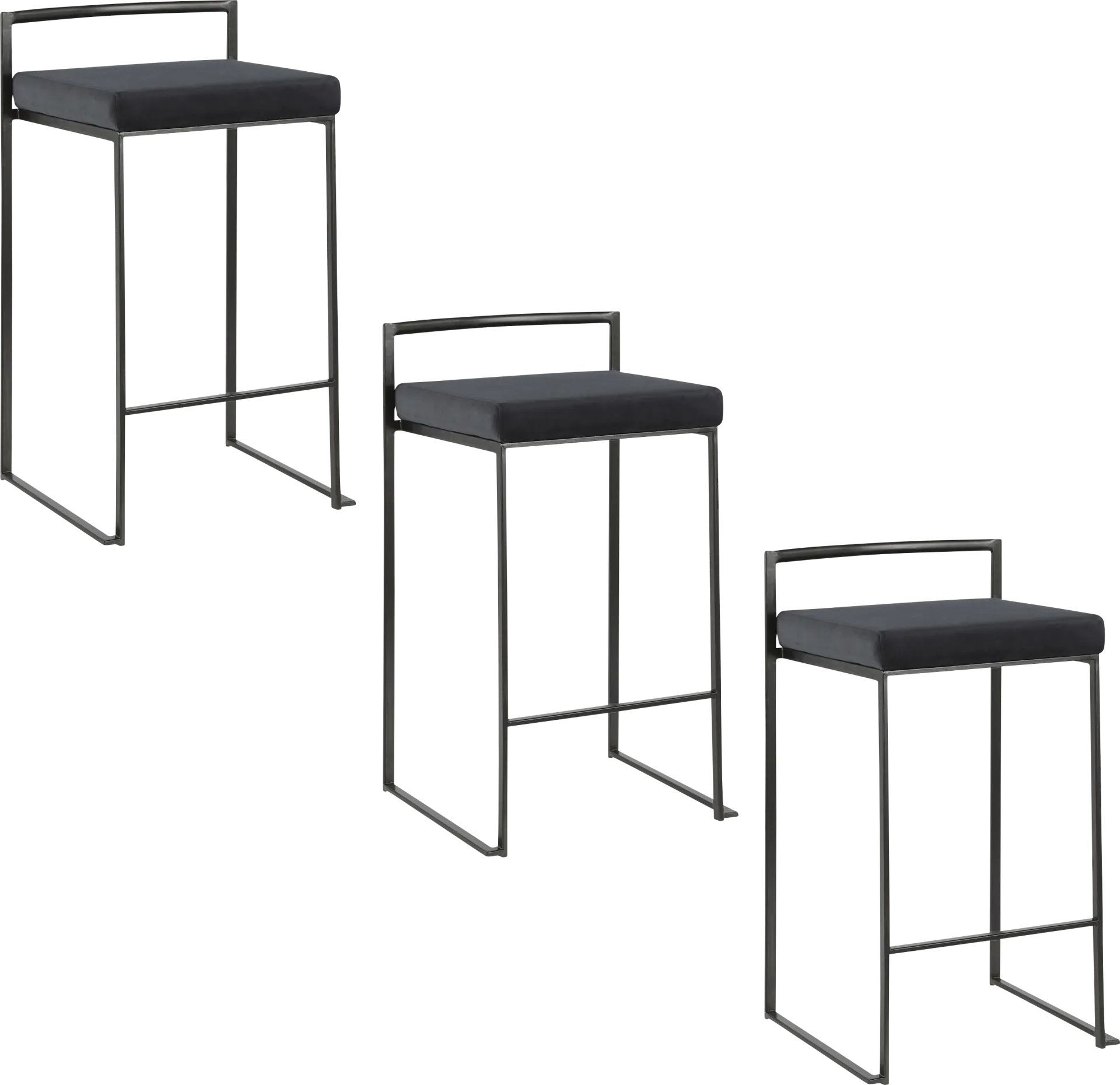 Sora IV Black Black Counter Height Stool, Set of 3 - Image 1
