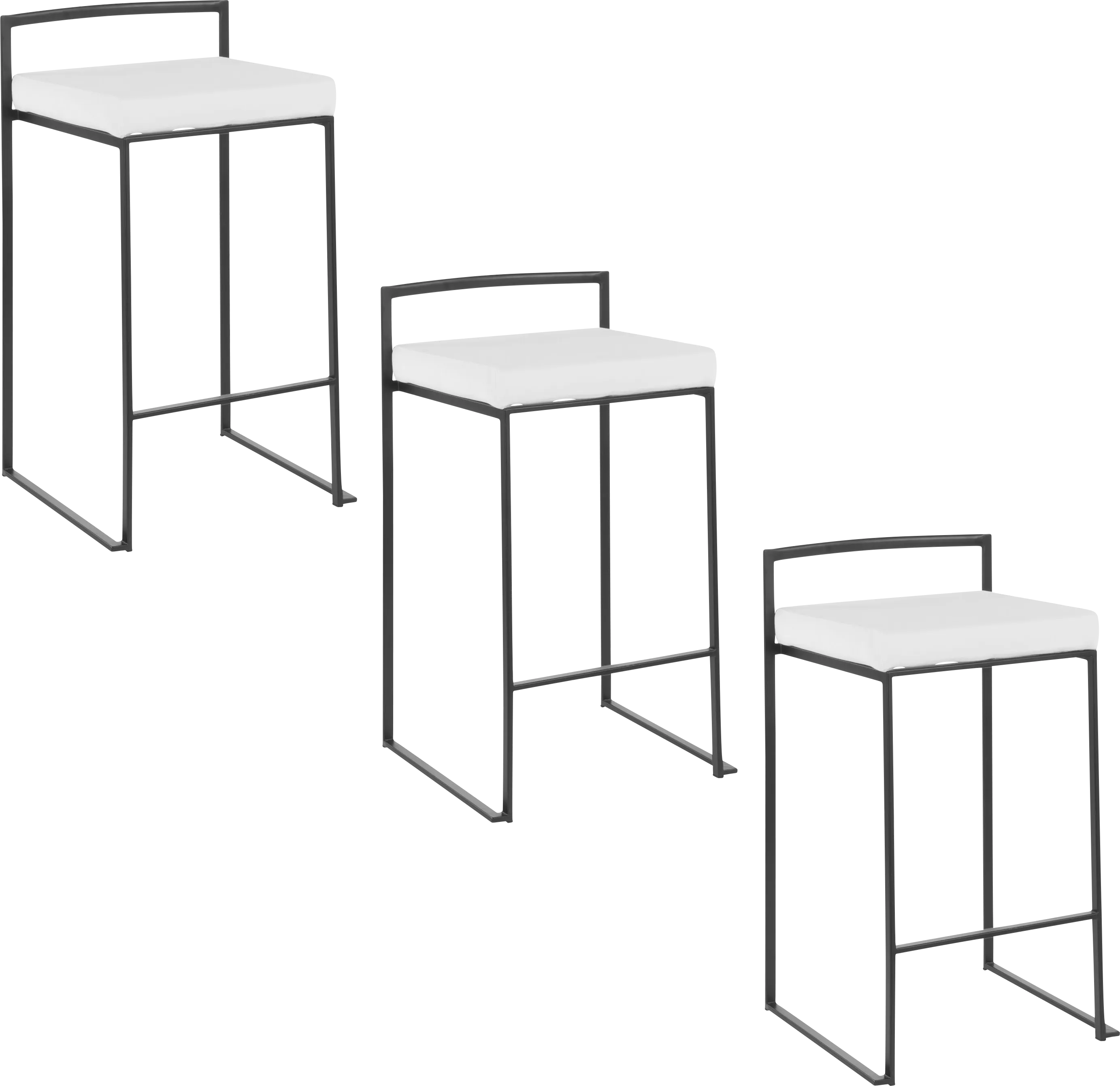 Birdlake VII White Counter Height Stool, Set of 3 - Thumbnail - Image 1