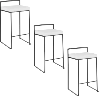 Birdlake VII White Counter Height Stool, Set of 3