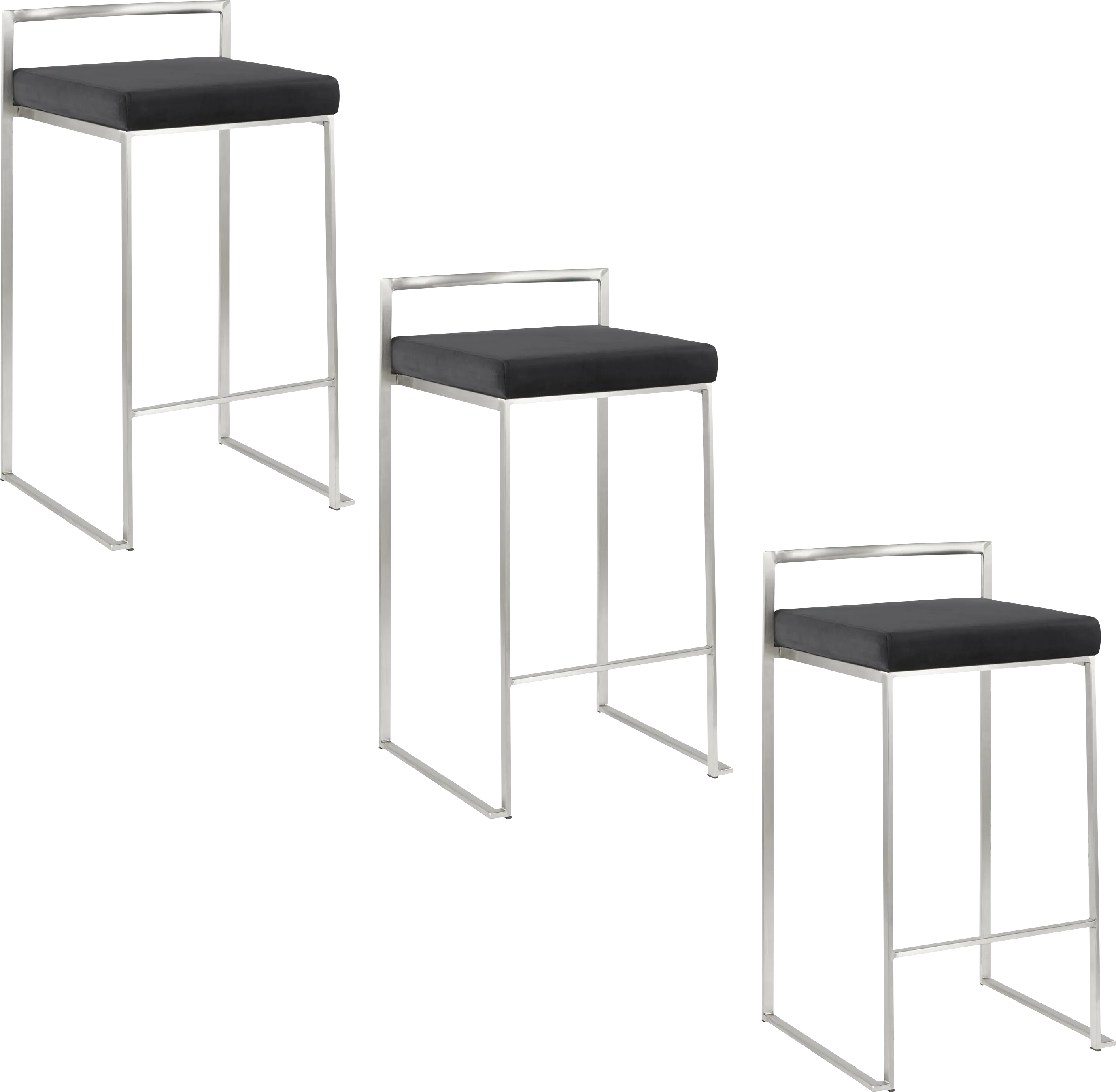 Sora V Black Counter Height Stool, Set of 3 - Thumbnail - Image 1