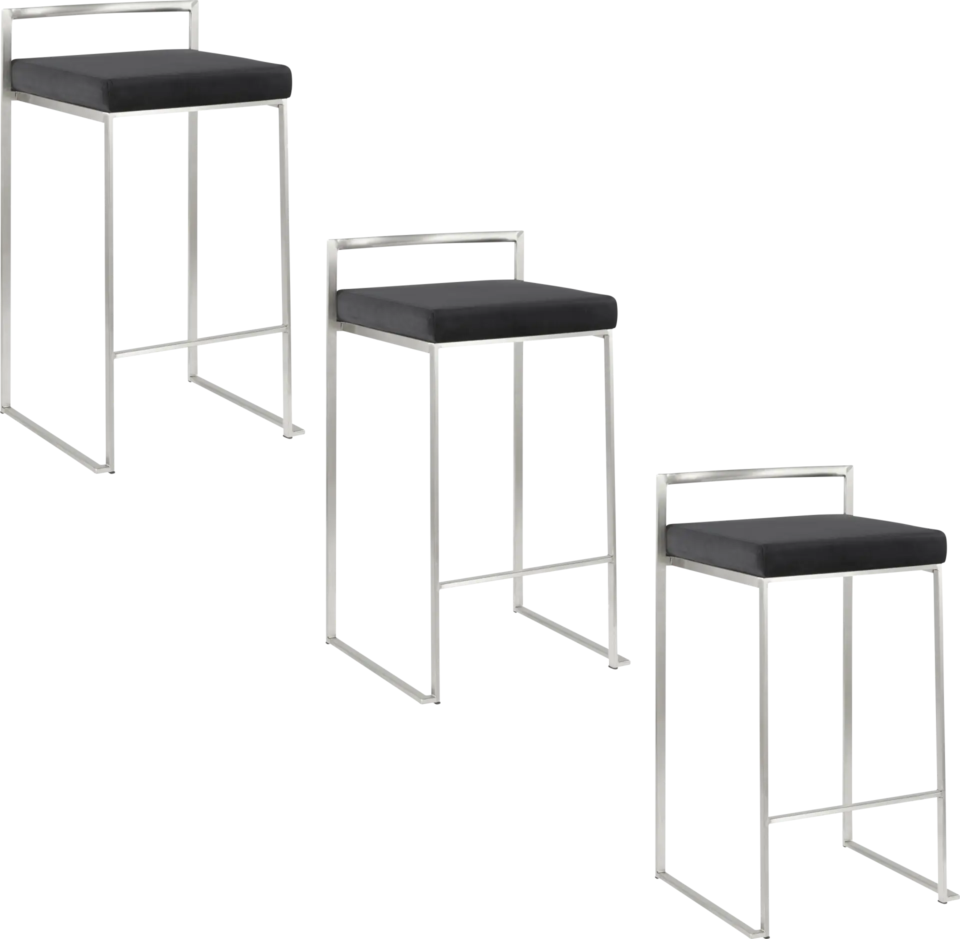 Sora V Black Counter Height Stool, Set of 3