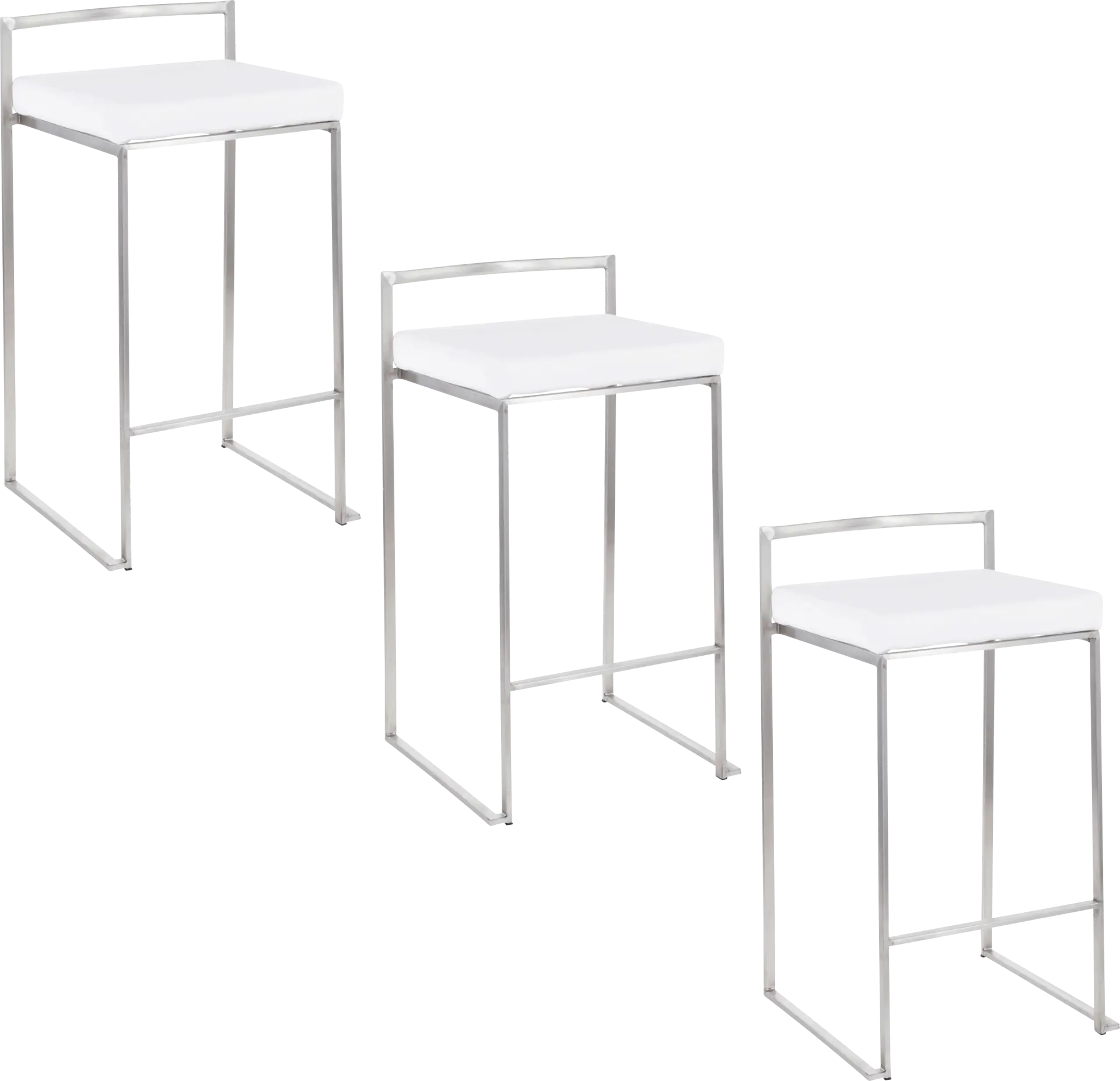 Birdlake IX White Counter Height Stool, Set of 3