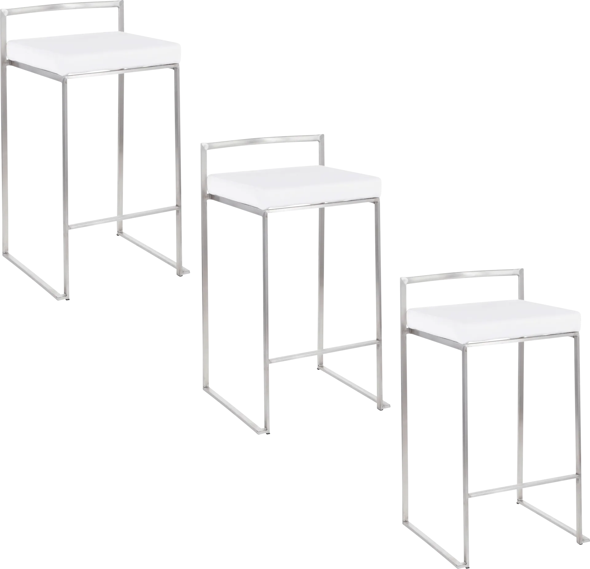 Birdlake IX White Counter Height Stool, Set of 3 - Image 1