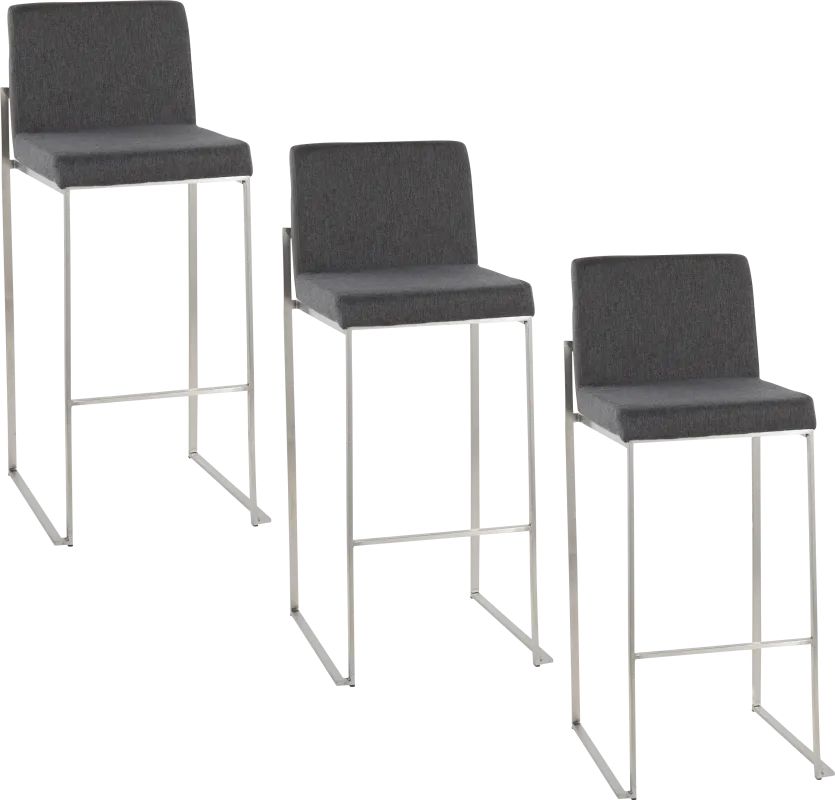 Avella Ann Charcoal Barstool, Set of 3