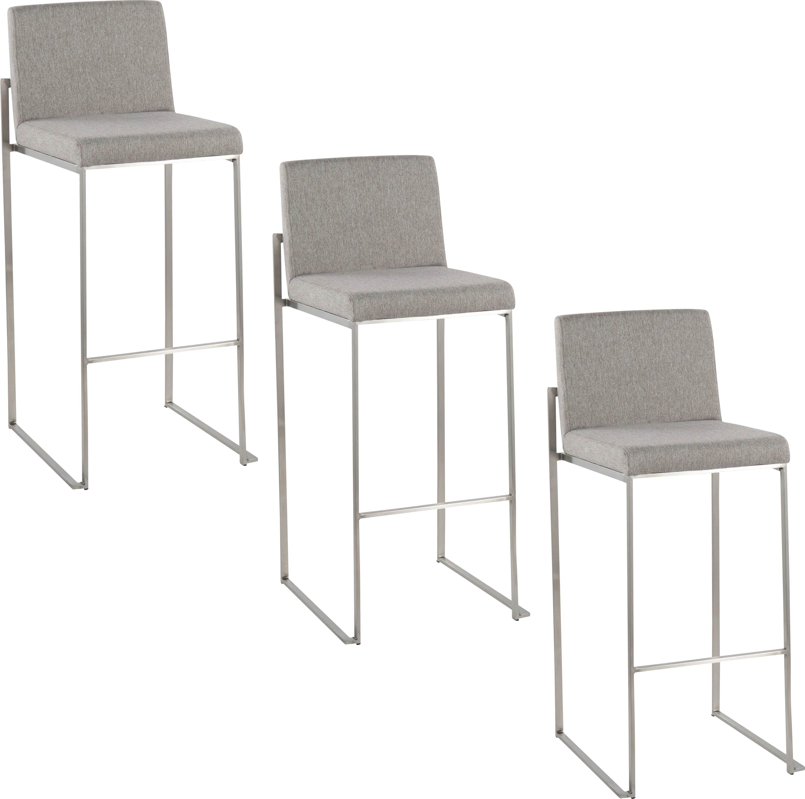 Nowotny IV Gray Barstool, Set of 3 - Thumbnail - Image 1