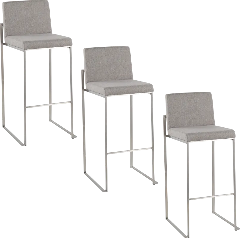 Nowotny IV Gray Barstool, Set of 3