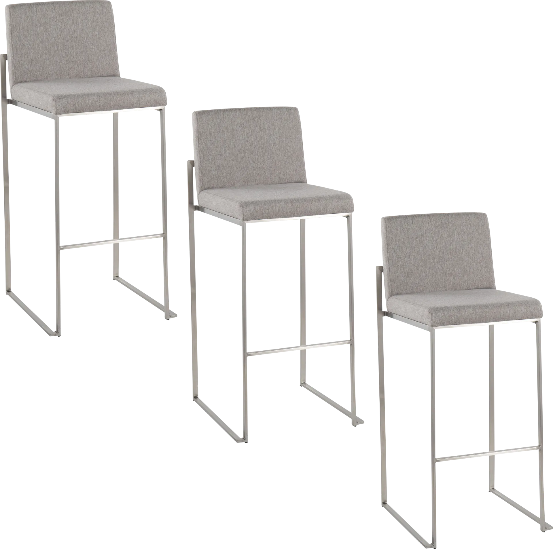 Nowotny IV Gray Barstool, Set of 3 - Image 1