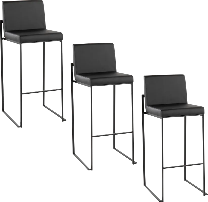 Arelane III Black Barstool, Set of 3