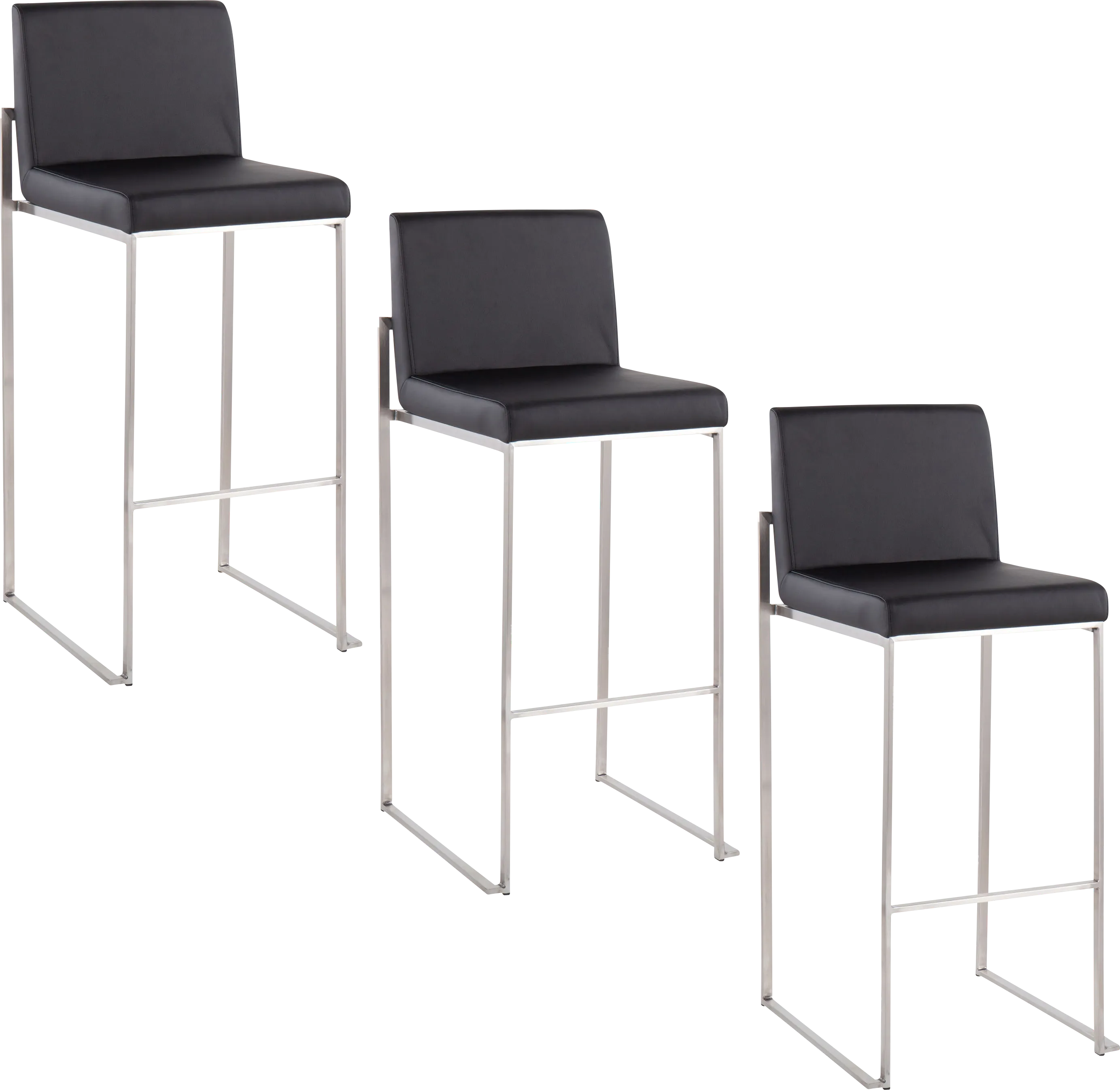 Nowotny V Black Barstool, Set of 3 - Thumbnail - Image 1