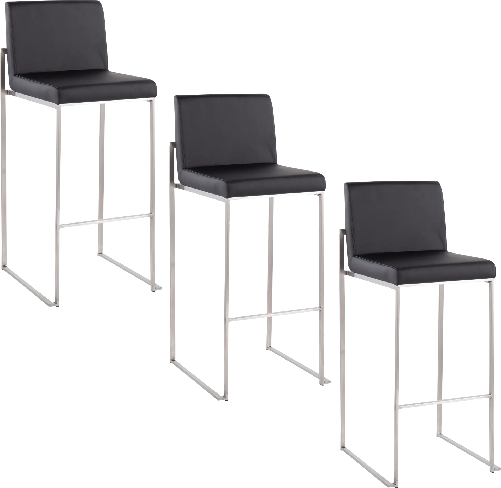 Nowotny V Black Barstool, Set of 3 - Image 1