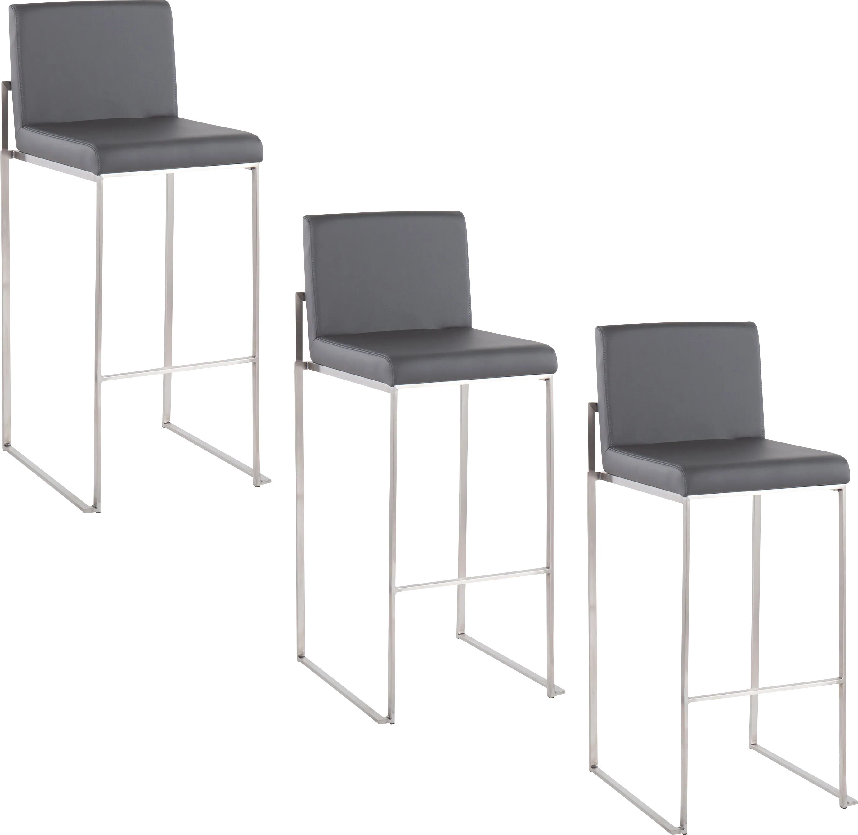 Nowotny V Gray Barstool, Set of 3 - Thumbnail - Image 1