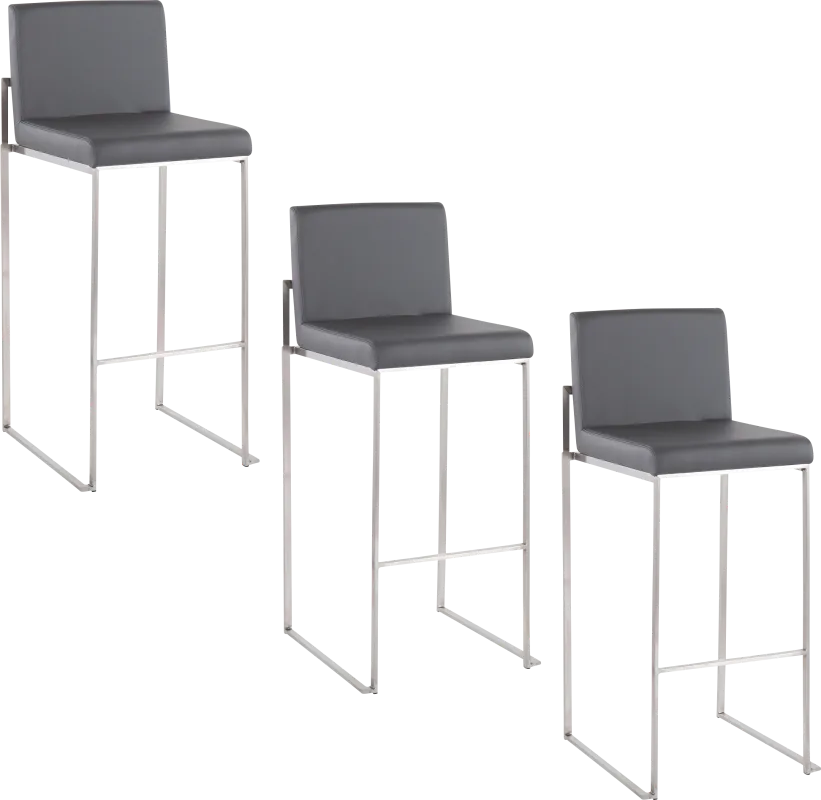 Nowotny V Gray Barstool, Set of 3