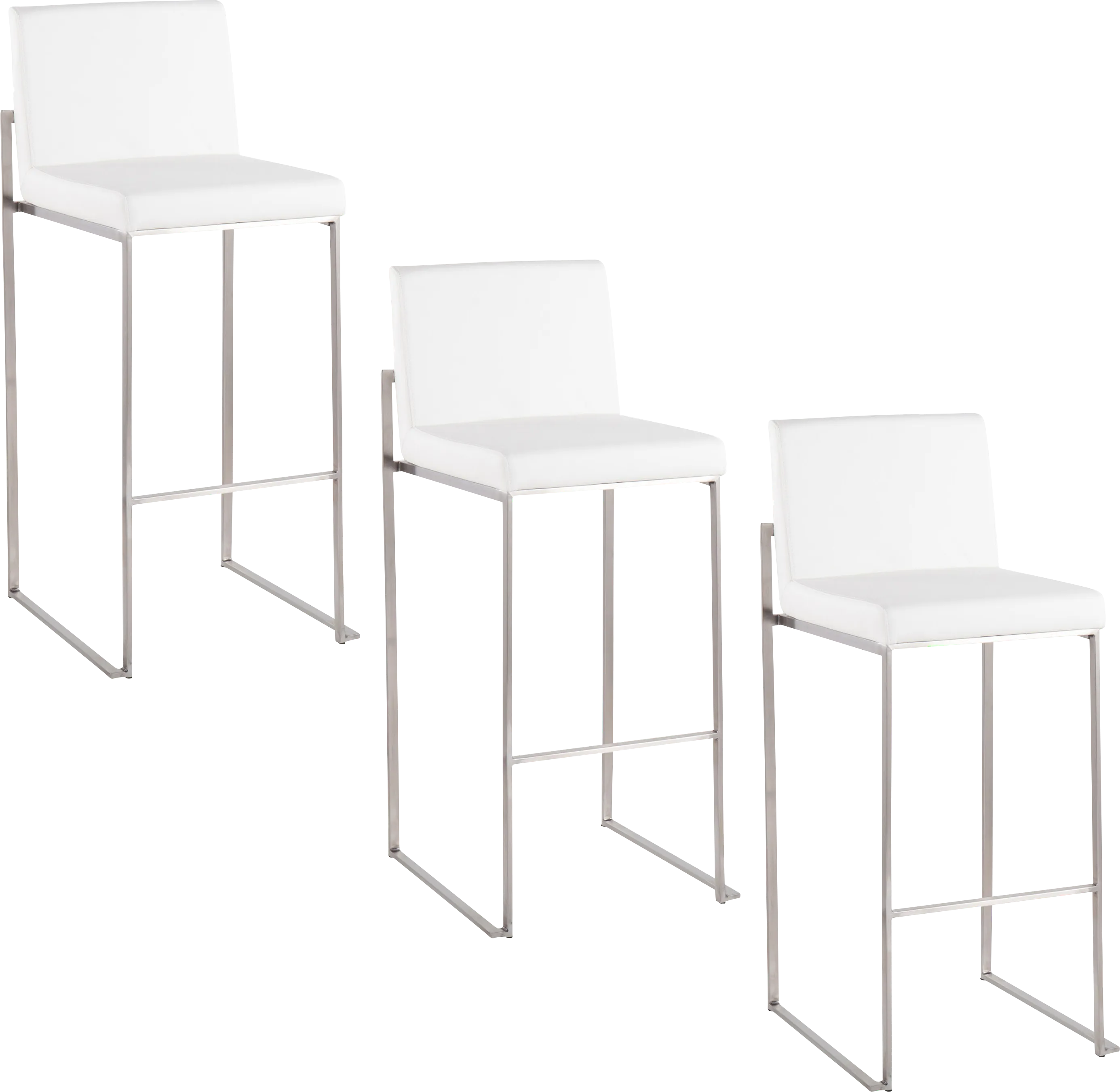 Nowotny V White Barstool, Set of 3 - Thumbnail - Image 1