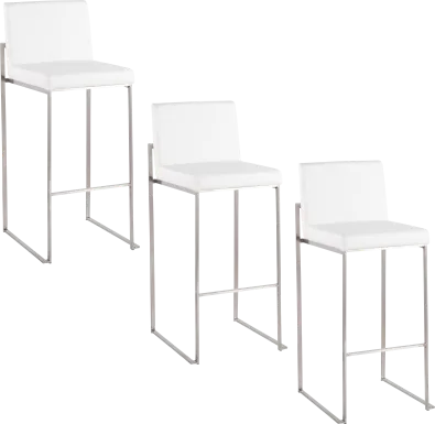 Nowotny V White Barstool, Set of 3