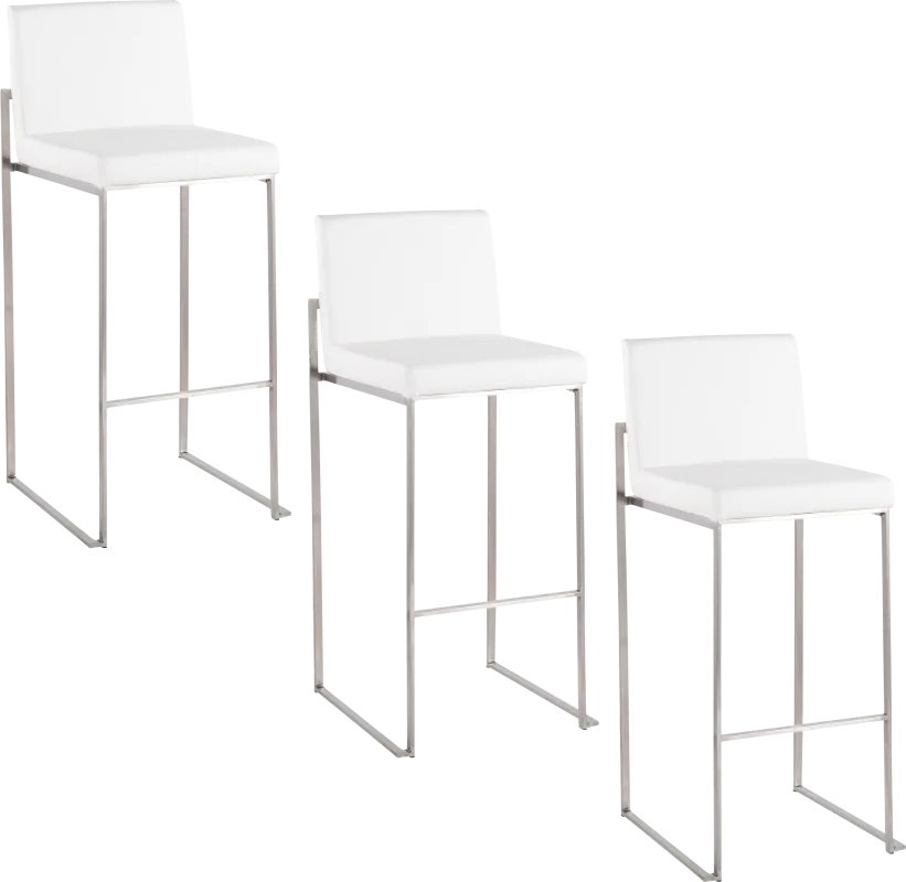 Nowotny V White Barstool, Set of 3