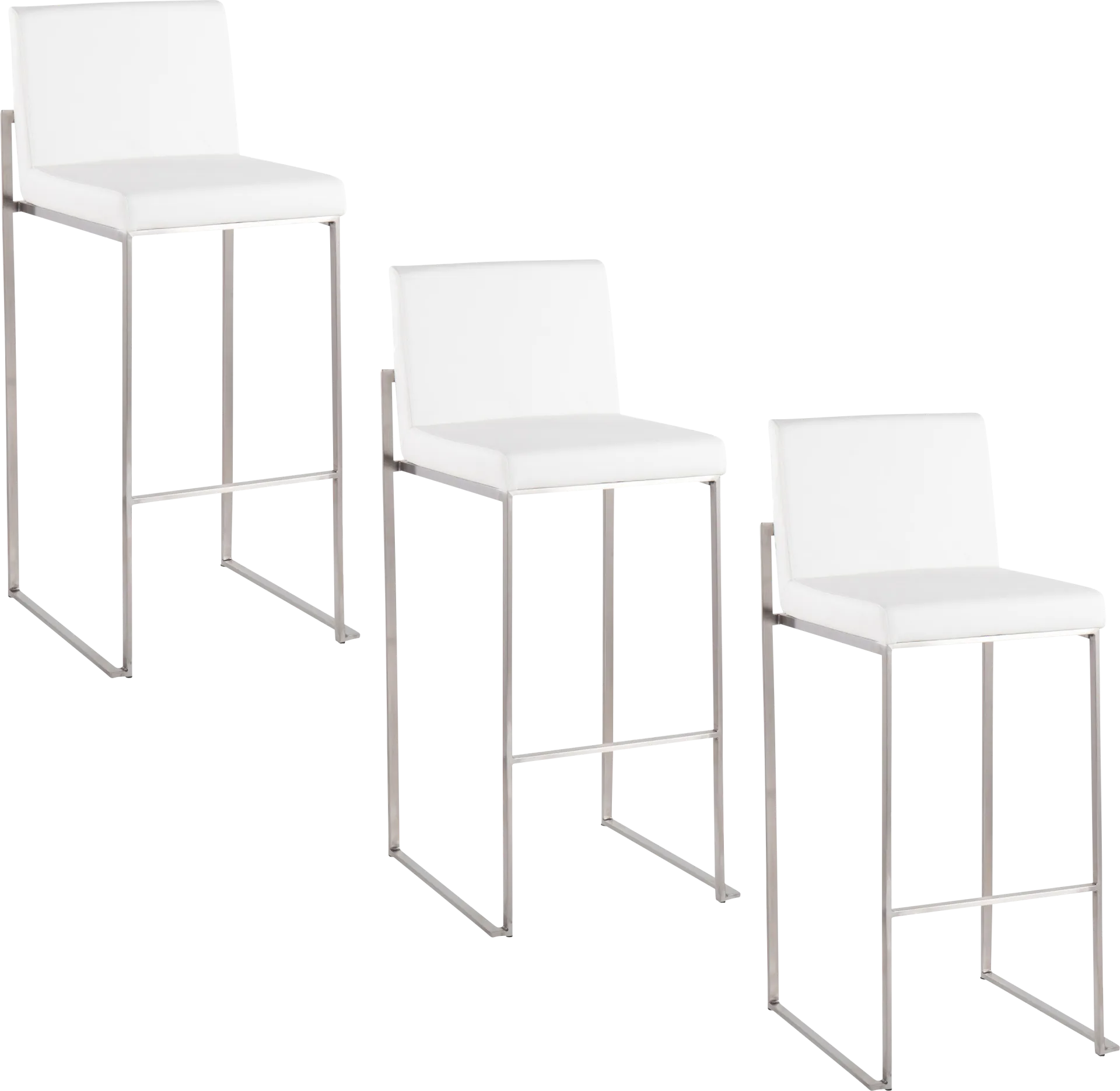 Nowotny V White Barstool, Set of 3 - Image 1
