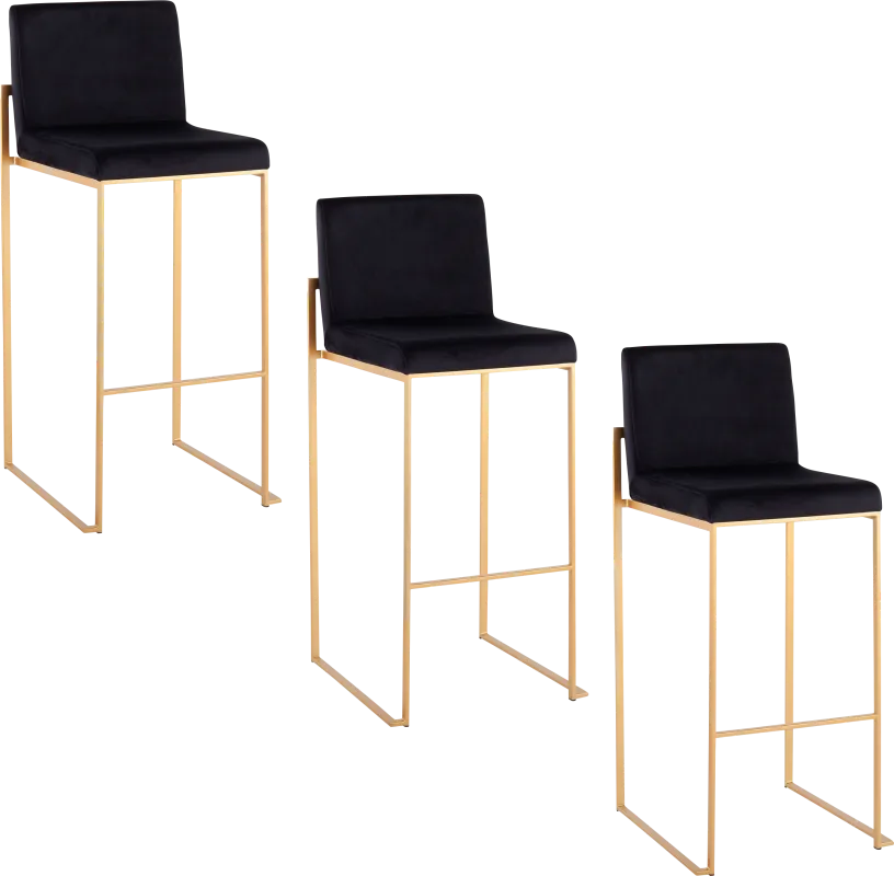 Nowotny II Black Barstool, Set of 3