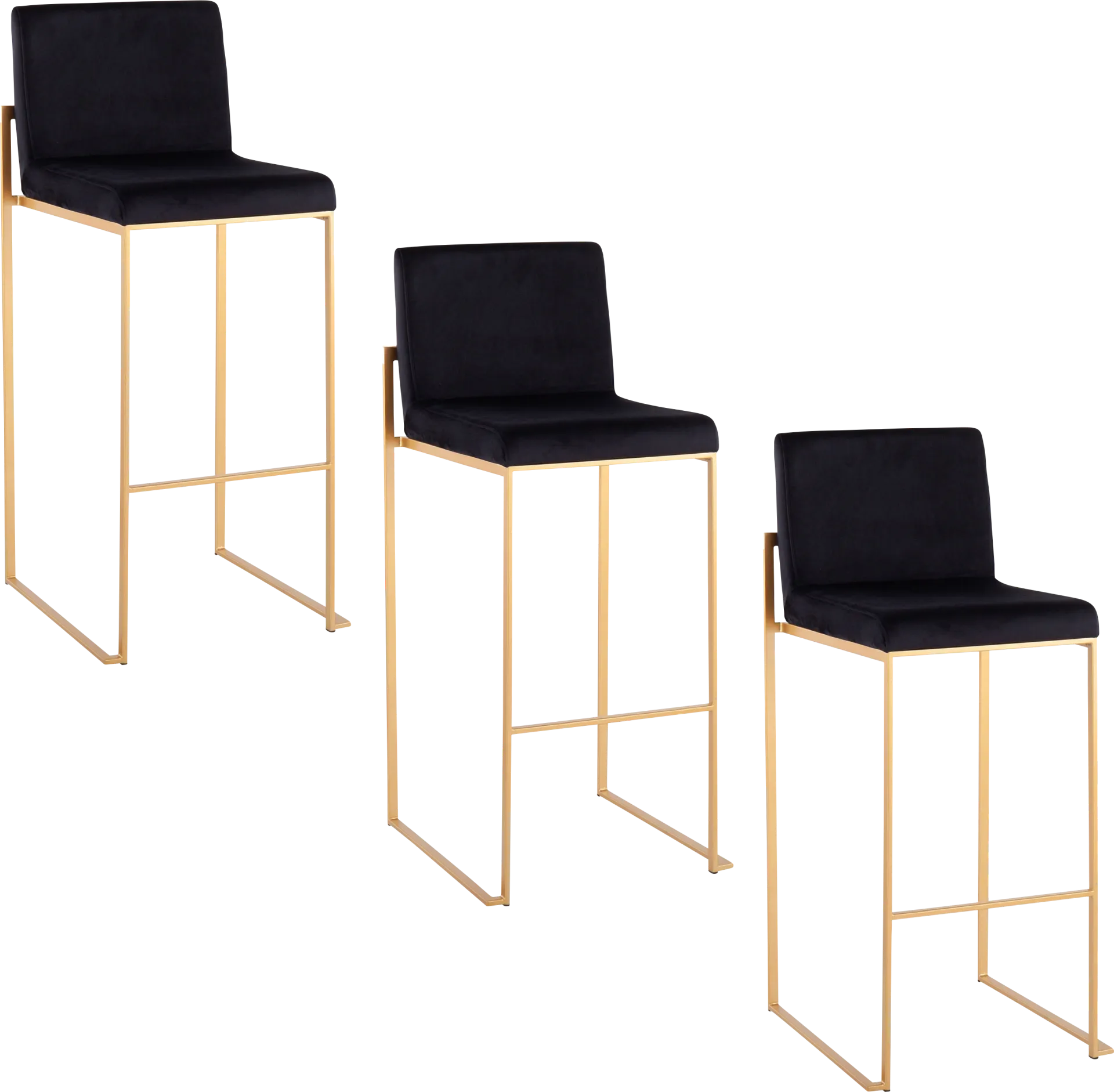 Nowotny II Black Barstool, Set of 3 - Image 1