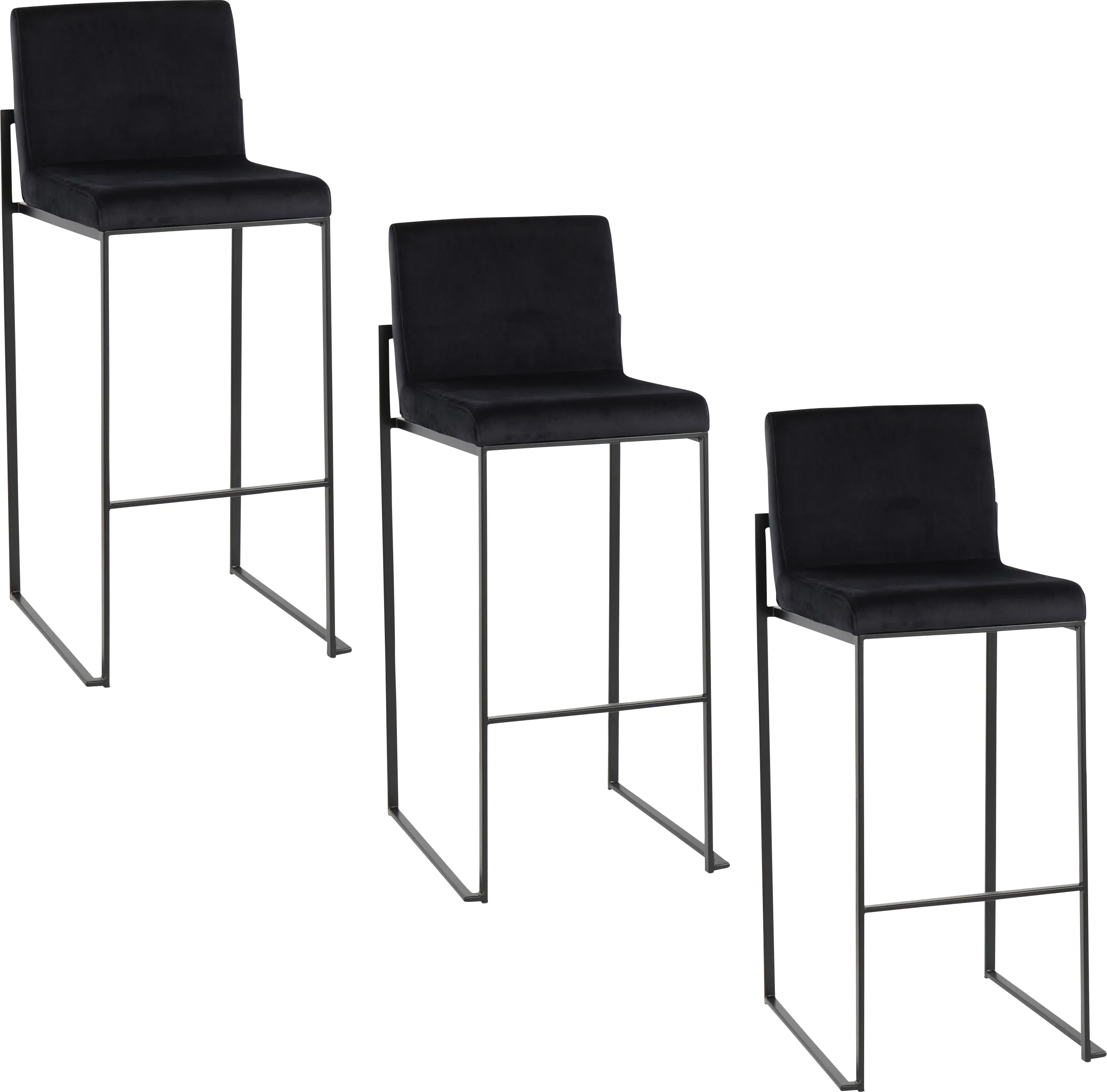 Arelane IV Black Barstool, Set of 3 - Thumbnail - Image 1