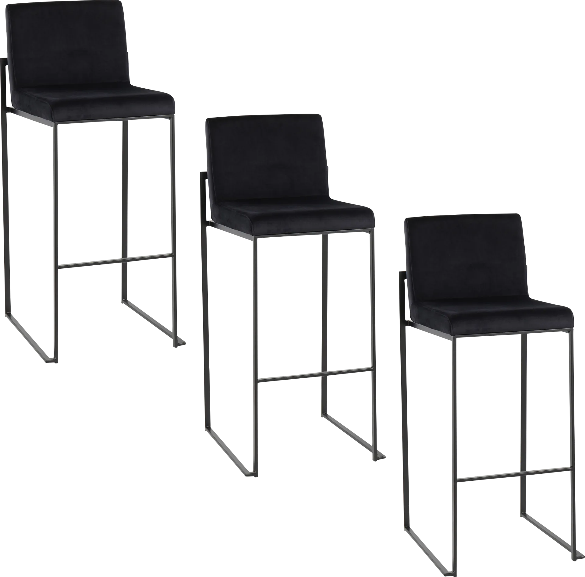 Arelane IV Black Barstool, Set of 3 - Image 1