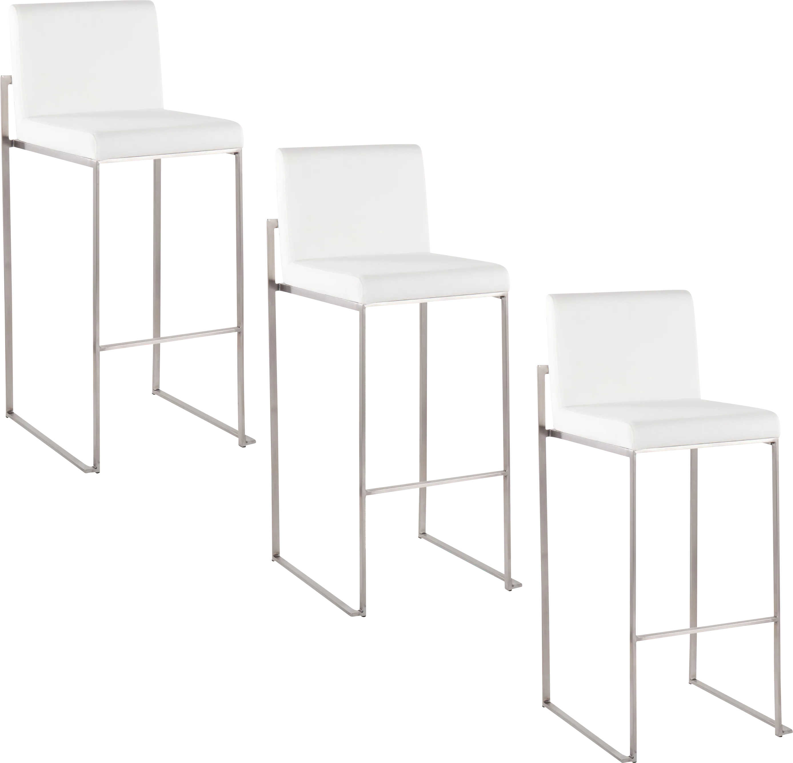 Nowotny IV White Barstool, Set of 3 - Thumbnail - Image 1