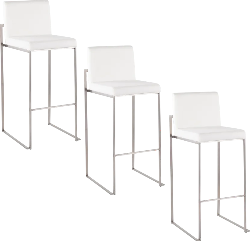 Nowotny IV White Barstool, Set of 3